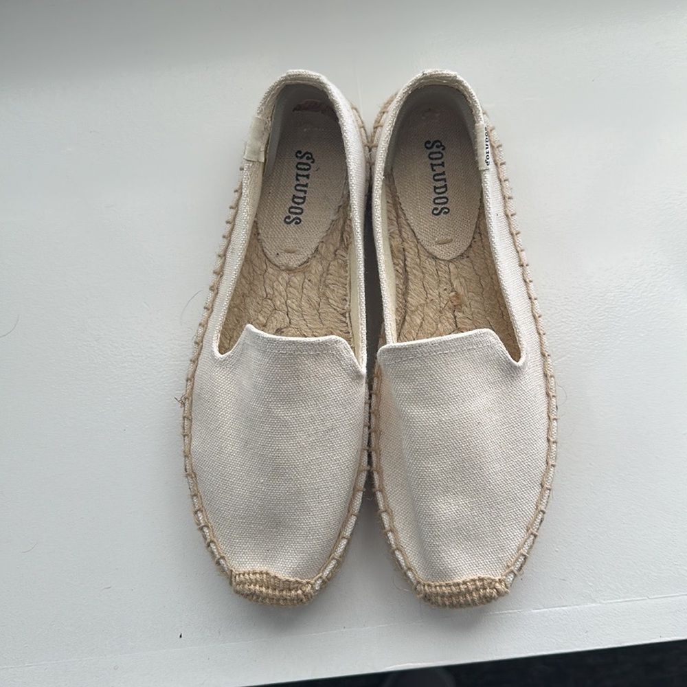 Soludos White Canvas Platform Espadrilles